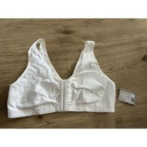 Amoena Frances Front Closure Wire Free Mastectomy Bra 2128 Large A/B White NWT